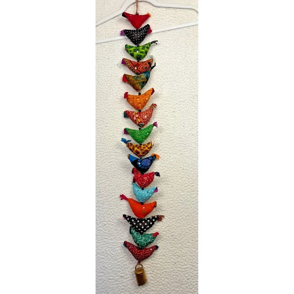 Indian Floral Cotton Stuffed Birds Chicken Beads Bell‎ Prosperity Hens Barn